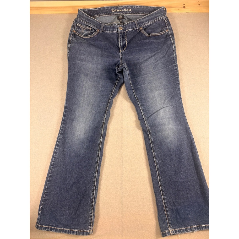 Rhythm in Blues Womens Bootcut Jeans‎ Size 10 Regular Blue Embroidered Pockets